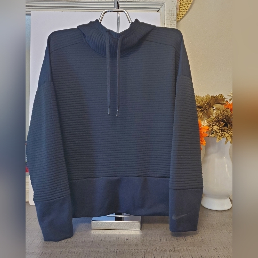 Dri-Fit Size M Nike Black Ribbed Pullover Hoodie